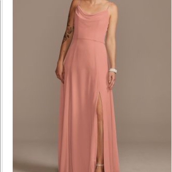 David Bridal Cowl Neck Bridesmaid Dress - Picture 1 of 1